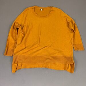 Eileen Fisher Sweater Women's Large Mustard Yellow Gold Organic Cotton Oversized